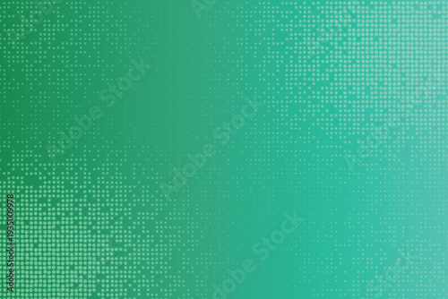 A soothing teal and aqua gradient with a dissolving halftone dot pattern presents a tranquil and modern look
