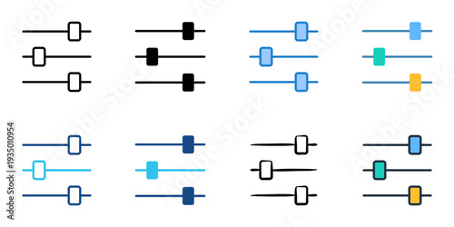 Advanced options icons set multiple style collection. Editable stroke 
