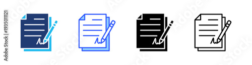 Contract Multi Style Icon Set Vector 