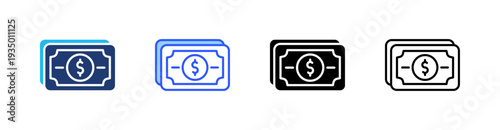 Money Multi Style Icon Set Vector 