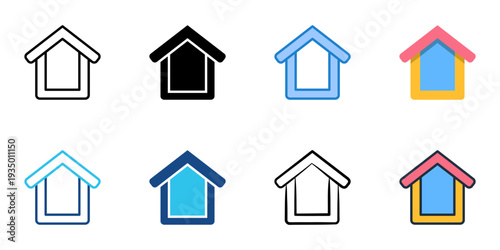 Home directory icons set multiple style collection. Editable stroke 
