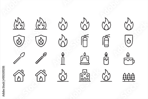 Editable Fire Safety Icon Pack for Emergency and Rescue Concepts