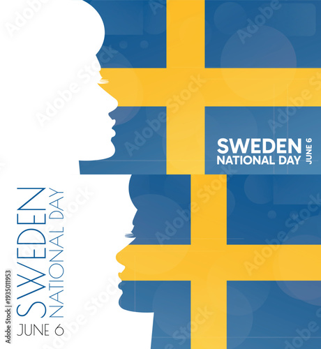 Sweden National Day banner pack. Vector illustration with flag colors, person silhouette for web panel, event, social media post. Patriotic celebration backdrop, background