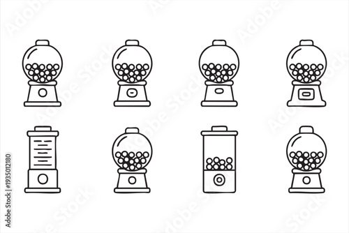 Retro Sweet Dispenser Outline Icons for Arcade Design Projects