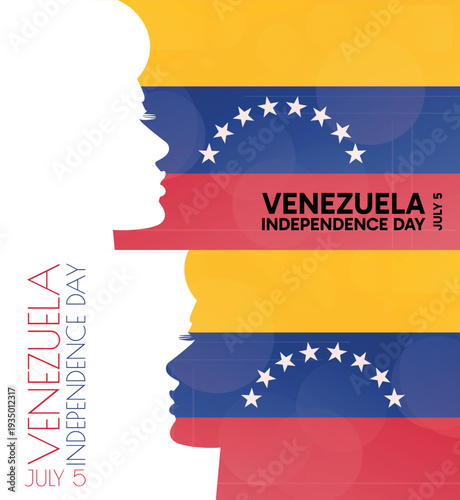 Venezuela Independence Day banner pack. Vector illustration with flag colors, person silhouette for web panel, event, social media post. Patriotic celebration backdrop, background