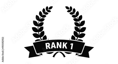 A black and white emblem displaying rank 1 within a laurel wreath and ribbon silhouette high quality professional