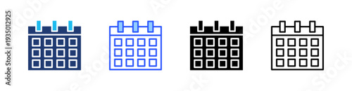 Calendar Multi Style Icon Set Vector 