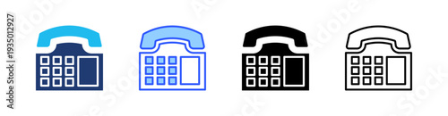 Telephone Multi Style Icon Set Vector 