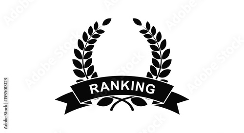 A black ranking banner adorned with laurel leaves creating a bold classic silhouette high quality professional detailed modern