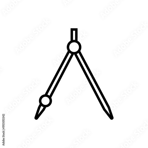 線画イラスト | 算数や数学の授業で円を描くために使用する製図用コンパスのアイコン | 教育・設計イメージ