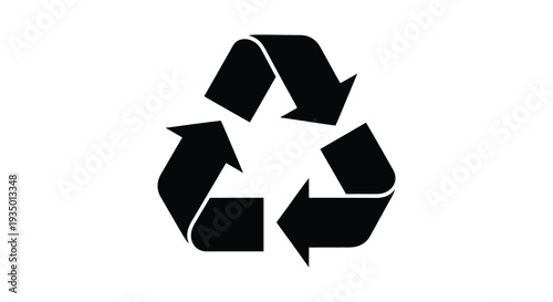 A striking black silhouette of the universal recycling symbol representing environmental conservation and sustainability silhouette high quality professional