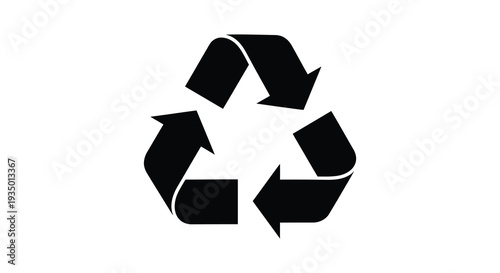 A striking black silhouette of the universal recycling symbol representing environmental consciousness and sustainability silhouette high quality professional