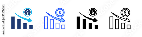 Recession Multi Style Icon Set Vector 