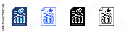 Reporting Multi Style Icon Set Vector 