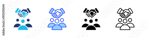 Partnership Multi Style Icon Set Vector 