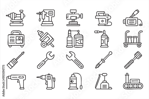 Factory Machinery and Hardware Editable Icon Set