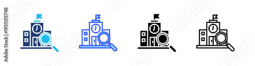 School Research Multi Style Icon Set Vector 