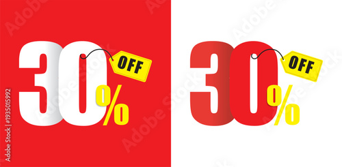 Thirty percent off sale tag red white background 30 percent off discount price tag