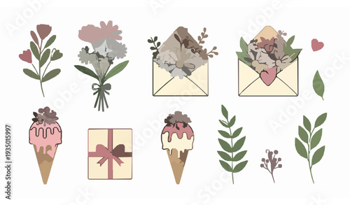 Spring Women’s Day March 8 Floral Elements for Cards and Posters