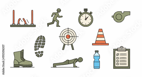 Fitness and Training Icons Set for Health and Wellness Programs.