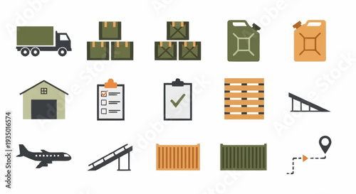 Logistics and Transportation Icons Set for Shipping and Delivery.