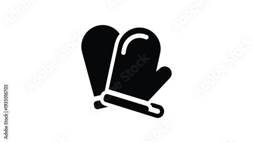 Oven mitt pair icon for heat protection and safe handling of hot cookware.Oven mitt pair icon for heat protection and safe handling of hot cookware.
