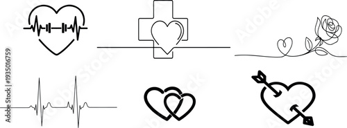 PrintSimple vector illustration of a heart pierced by an arrow on white background.