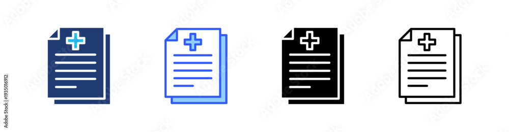 Fototapeta premium Document Multi Style Icon Set Vector 