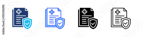 Health Insurance Multi Style Icon Set Vector 