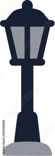Simple Flat Design Street Lamp Lighting Element Icon Graphic
