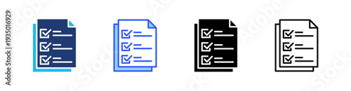 List Multi Style Icon Set Vector 