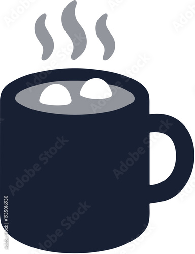 Simple Flat Design Cocoa with Marshmallow Hot Drink Cup Illustration