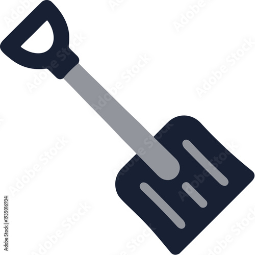 Flat Design Detailed Snow Shovel Tool for Gardening and Construction