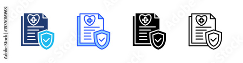 Medical Insurance Multi Style Icon Set Vector 