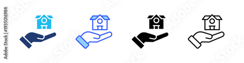 Home Insurance Multi Style Icon Set Vector 