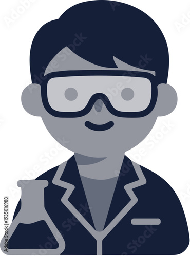 Cartoon Style Scientist Illustration Holding Laboratory Flask Chemical Experiment