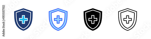 Medical Protection Multi Style Icon Set Vector 