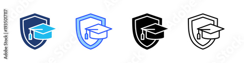 Education Insurance Multi Style Icon Set Vector 