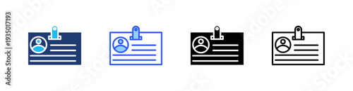 Id Card Multi Style Icon Set Vector 
