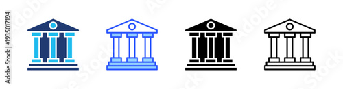 Bank Multi Style Icon Set Vector 