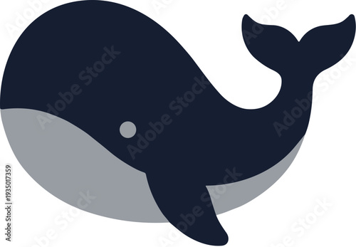 Modern Flat Design Whale Illustration Marine Animal Sea Creature Icon