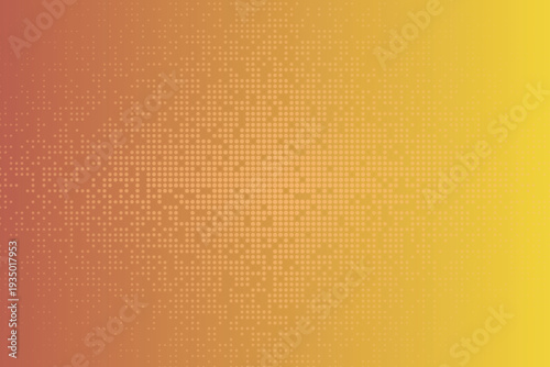 Warm orange and yellow gradient background with a central halftone dot pattern creating a bright sunny visual