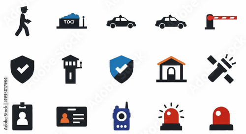 Collection of Security Icons Representing Protection and Safety Measures.