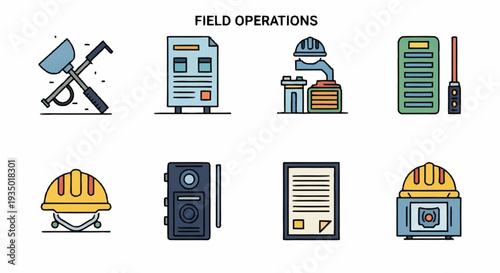 Collection of Field Operations Icons Representing Various Industries and Tasks.