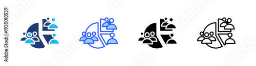 Segmentation Multi Style Icon Set Vector 