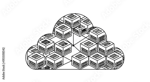 Cloud Computing and Data Server Center Network Illustration