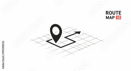 Simple black route map with location pin and navigation direction.