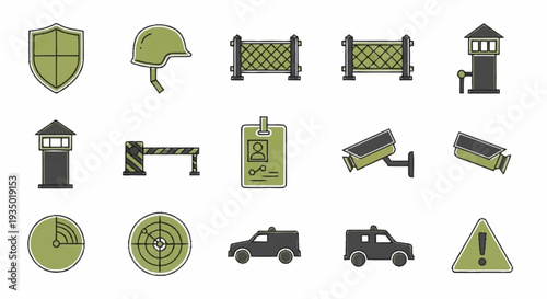 Security and Surveillance Icons Set for Protection and Safety.