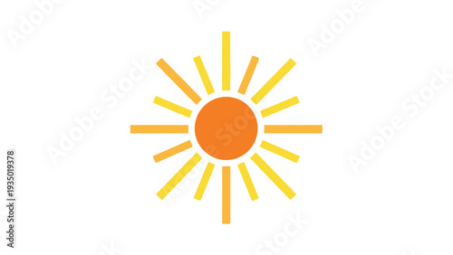 Minimalist Sun Symbol Icon with Orange and Yellow Sunrays.
