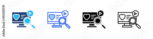 Media Monitoring Multi Style Icon Set Vector 